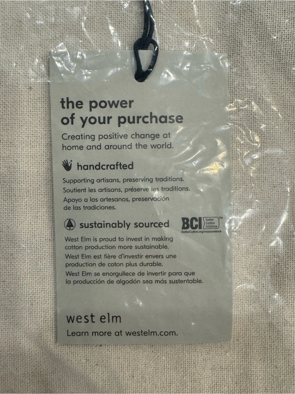 West Elm Two-Tone Chunky Linen Pillow Cover — Dark Green & Cream